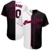White-Black Red Authentic Split Fashion Baseball Jersey, Custom Baseball Jersey, Personalized Sport Jersey
