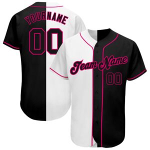 White-Black Pink Authentic Split Fashion Baseball Jersey,&hellip;