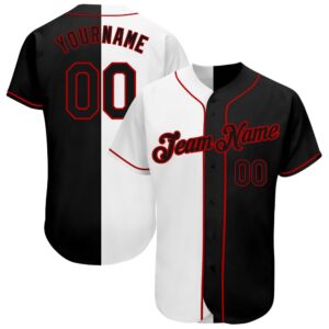 White-Black Red Authentic Split Fashion Baseball Jersey,&hellip;