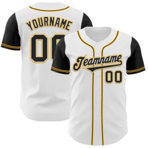 White Black-Gold Authentic Two Tone Baseball Jersey,&hellip;