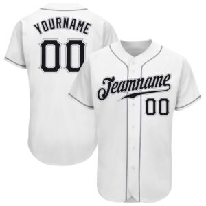 White Black-Gray Authentic Baseball Jersey, Custom Baseball&hellip;