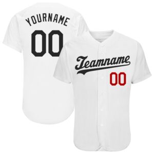 White Black-Red Authentic Baseball Jersey, Custom Baseball&hellip;