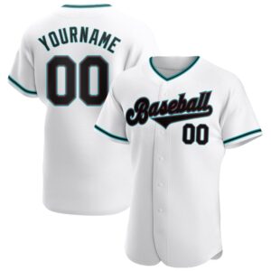White Black-Teal Authentic Baseball Jersey, Custom Baseball&hellip;