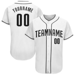 White Black Authentic Baseball Jersey, Custom Baseball&hellip;