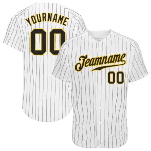 White Black Pinstripe Black-Gold Authentic Baseball Jersey,&hellip;