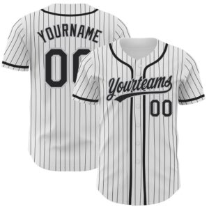 White Black Pinstripe Black-Gray Authentic Baseball Jersey,&hellip;