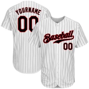 White Black Pinstripe Black-Red Authentic Baseball Jersey,&hellip;
