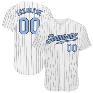 White Black Pinstripe Light Blue-Black Authentic Baseball&hellip;