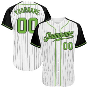 White Black Pinstripe Neon Green-Black Authentic Raglan&hellip;