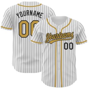 White Black Pinstripe Old Gold Authentic Baseball&hellip;