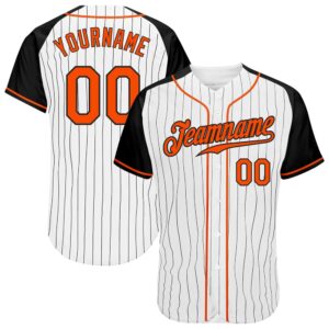 White Black Pinstripe Orange-Black Authentic Raglan Sleeves&hellip;