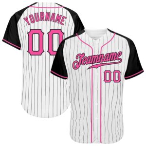 White Black Pinstripe Pink-Black Authentic Raglan Sleeves&hellip;