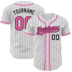 White Black Pinstripe Pink Authentic Baseball Jersey,&hellip;