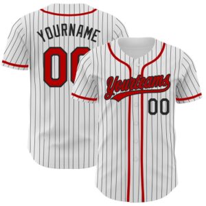 White Black Pinstripe Red Authentic Baseball Jersey,&hellip;