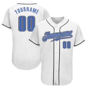 White Blue-Gray Authentic Baseball Jersey, Custom Baseball&hellip;