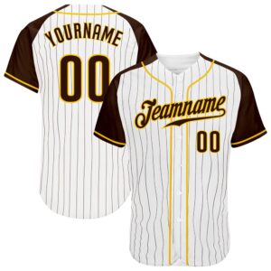 White Brown Pinstripe Brown-Gold Authentic Raglan Sleeves&hellip;