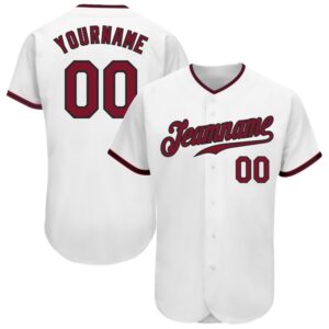 White Crimson-Black Authentic Baseball Jersey, Custom Baseball&hellip;