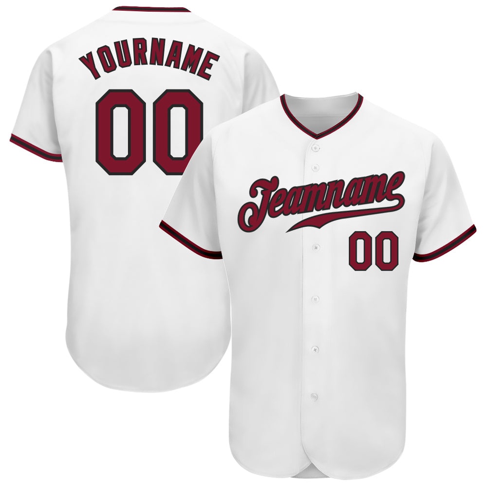 White Crimson-Black Authentic Baseball Jersey, Custom Baseball Jersey, Personalized Sport Jersey