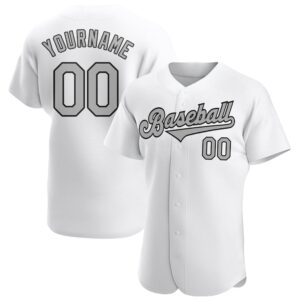 White Gray-Black Authentic Baseball Jersey, Custom Baseball&hellip;