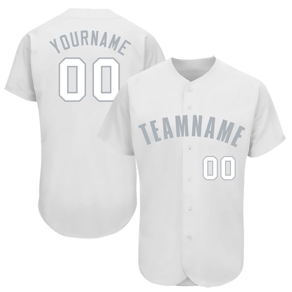 White Gray Baseball Jersey, Custom Baseball Jersey, Personalized Sport Jersey