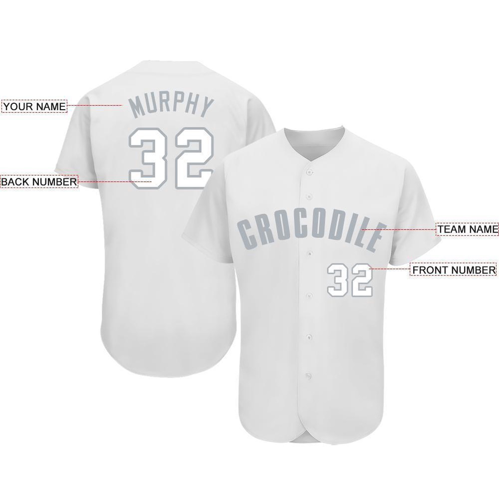 White Gray Baseball Jersey, Custom Baseball Jersey, Personalized Sport Jersey