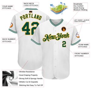 White Green Gold Authentic Baseball Jersey Custom Baseball Jersey Personalized Sport Jersey 2 umcezx.jpg