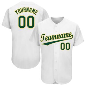 White Green-Gold Baseball Jersey, Custom Baseball Jersey,&hellip;