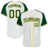 White Green Pinstripe Green-Orange Authentic Baseball Jersey, Custom Baseball Jersey, Personalized Sport Jersey