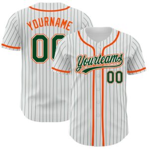 White Green Pinstripe Green-Orange Authentic Baseball Jersey,&hellip;