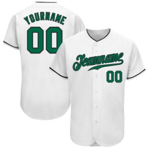 White Kelly Green-Black Authentic Baseball Jersey, Custom&hellip;
