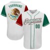 White Kelly Green-Red Authentic Two Tone Baseball Jersey, Custom Baseball Jersey, Personalized Sport Jersey