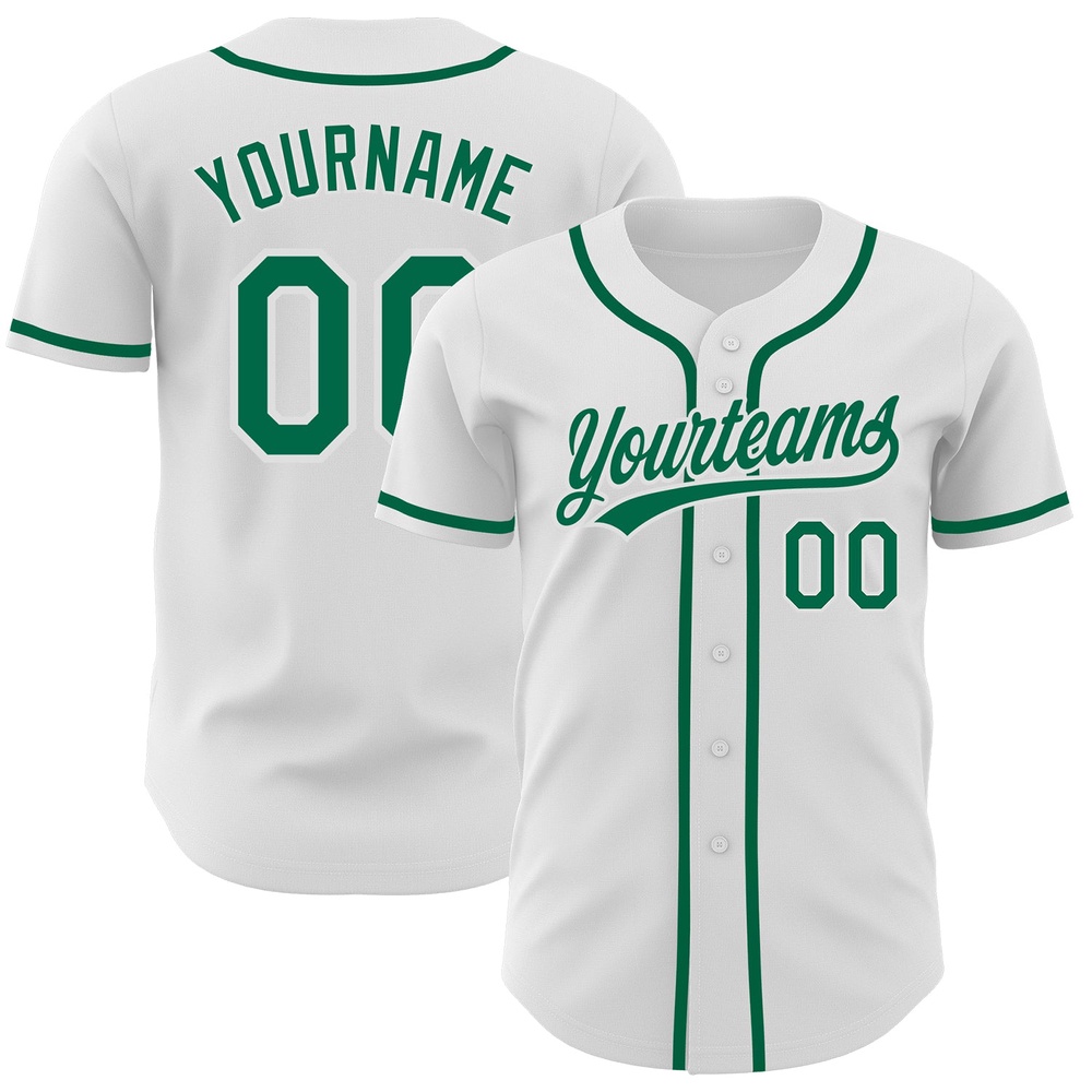 White Kelly Green Authentic Baseball Jersey, Custom Baseball Jersey, Personalized Sport Jersey
