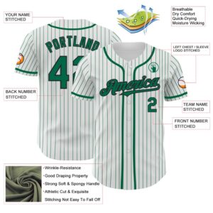 White Kelly Green Pinstripe Black Authentic Baseball Jersey Custom Baseball Jersey Personalized Sport Jersey 2 ybapju.jpg