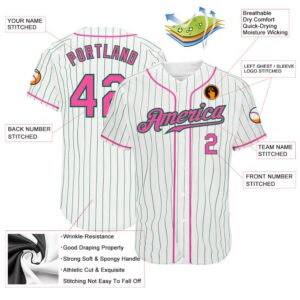 White Kelly Green Pinstripe Pink Kelly Green Authentic Baseball Jersey Custom Baseball Jersey Personalized Sport Jersey 2 pky54j.jpg