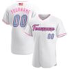 White Light Blue-Pink Authentic Baseball Jersey, Custom Baseball Jersey, Personalized Sport Jersey