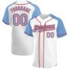 White Light Blue-Red Authentic Split Fashion Baseball Jersey, Custom Baseball Jersey, Personalized Sport Jersey