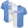 White Light Blue-Red Authentic Split Fashion Baseball Jersey, Custom Baseball Jersey, Personalized Sport Jersey
