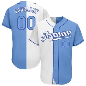White Light Blue-Royal Authentic Split Fashion Baseball&hellip;