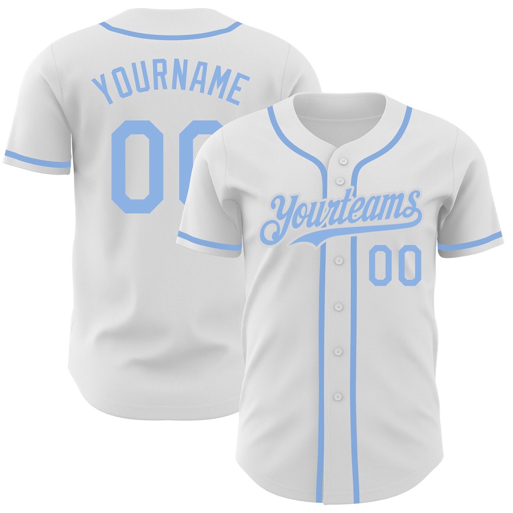 White Light Blue Authentic Baseball Jersey, Custom Baseball Jersey, Personalized Sport Jersey