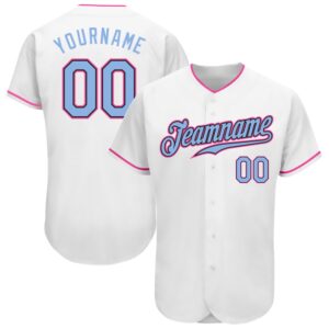 White Light Blue Black-Pink Authentic Baseball Jersey,&hellip;