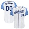White Light Blue Pinstripe Steel Gray Authentic Baseball Jersey, Custom Baseball Jersey, Personalized Sport Jersey