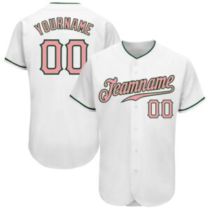 White Medium Pink-Green Authentic Baseball Jersey, Custom&hellip;
