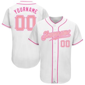 White Medium Pink-Pink Authentic Baseball Jersey, Custom&hellip;