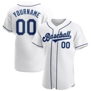 White Navy-Powder Blue Authentic Baseball Jersey, Custom&hellip;