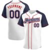 White Navy-Red Authentic Baseball Jersey, Custom Baseball Jersey, Personalized Sport Jersey