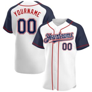 White Navy-Red Authentic Raglan Sleeves Baseball Jersey,&hellip;