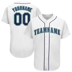 White Navy-Teal Baseball Jersey, Custom Baseball Jersey,&hellip;