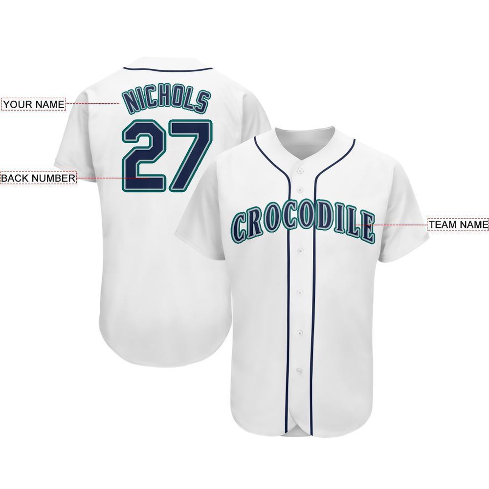 White Navy-Teal Baseball Jersey, Custom Baseball Jersey, Personalized Sport Jersey