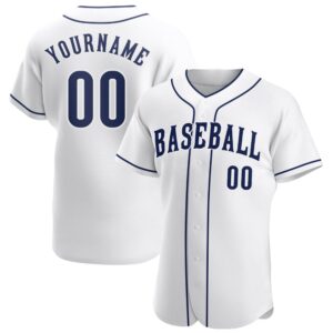 White Navy-White Authentic Baseball Jersey, Custom Baseball&hellip;