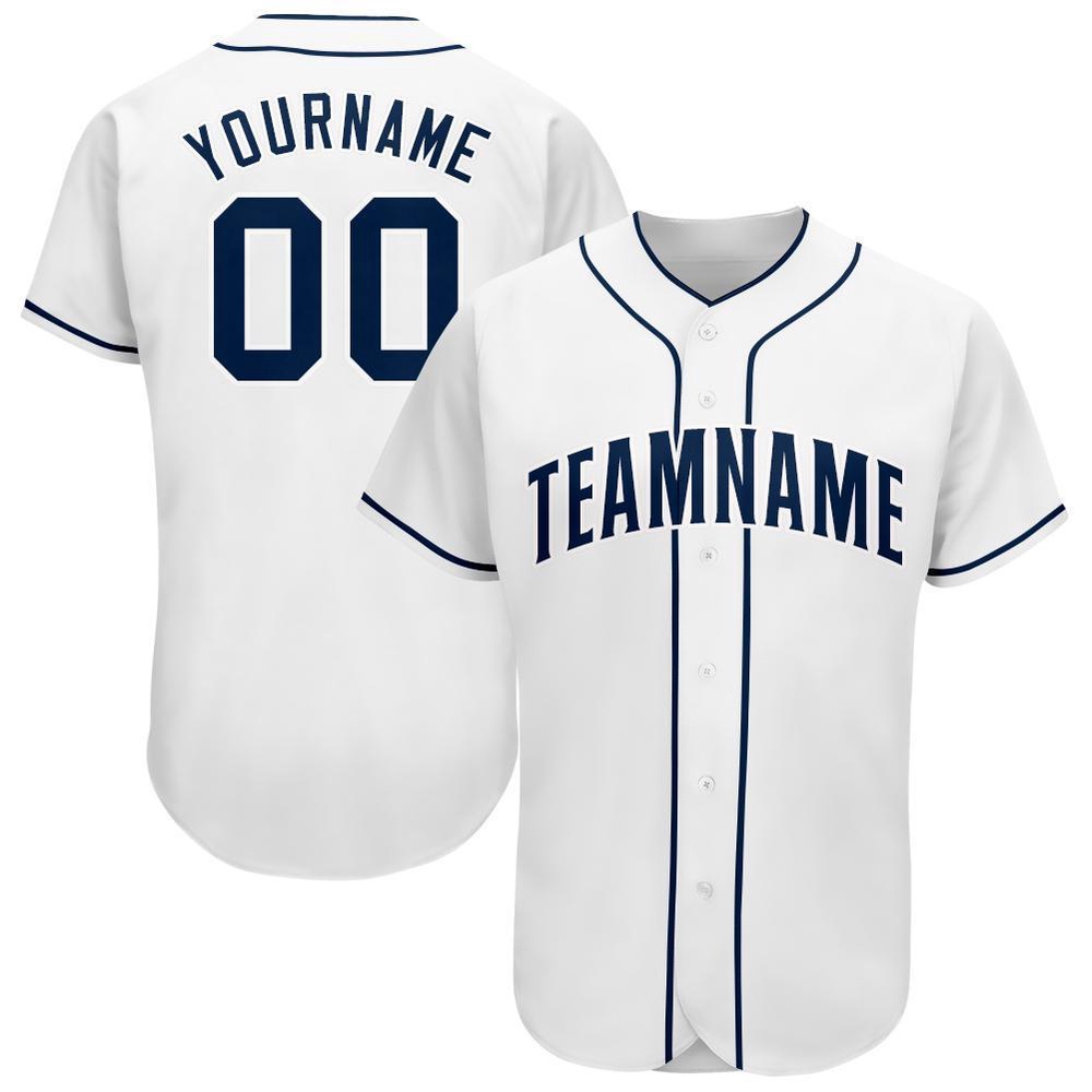 White Navy Baseball Jersey, Custom Baseball Jersey, Personalized Sport Jersey